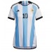 Ženski Nogometni dresi Argentina Lionel Messi #10 Domači SP 2022 Kratek Rokav